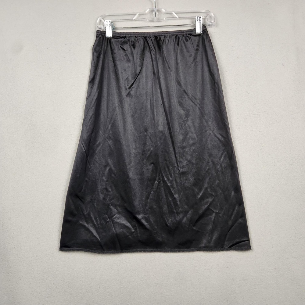 Vanity Fair Half Slip Womens Medium 28 Black Antron III Elastic Waist Made USA